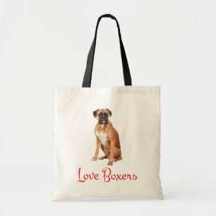 Love Boxer Puppy Dog Canvas Tote Bag
