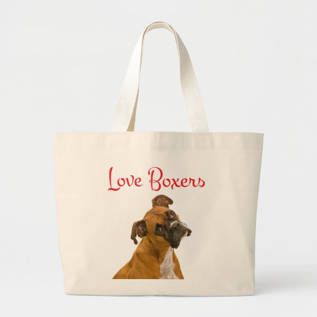 Love Boxer Puppy Dog Canvas Tote Bag (Front)
