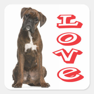 Love Boxer Puppy Dog Greeting Sticker