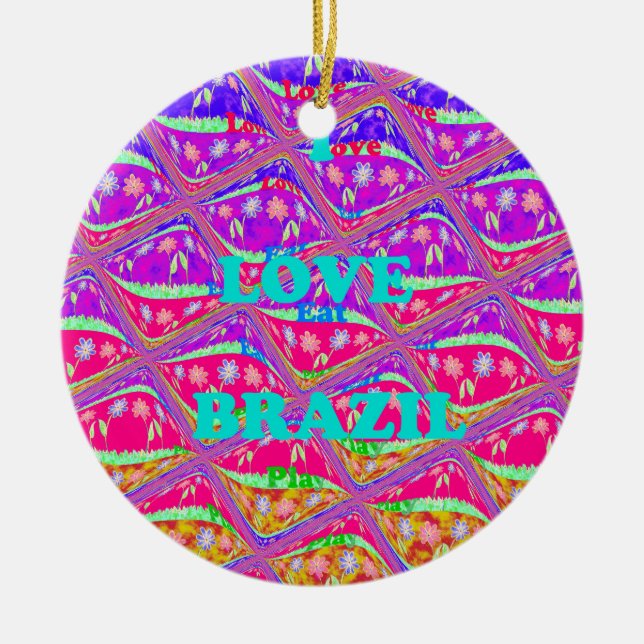 Love  Brazil.png Ceramic Tree Decoration (Front)