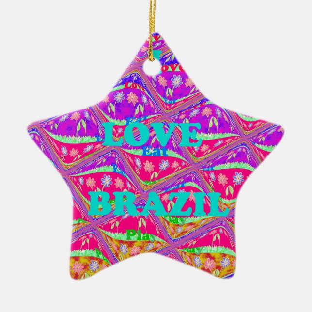 Love  Brazil.png Ceramic Tree Decoration (Front)