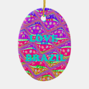 Love  Brazil.png Ceramic Tree Decoration