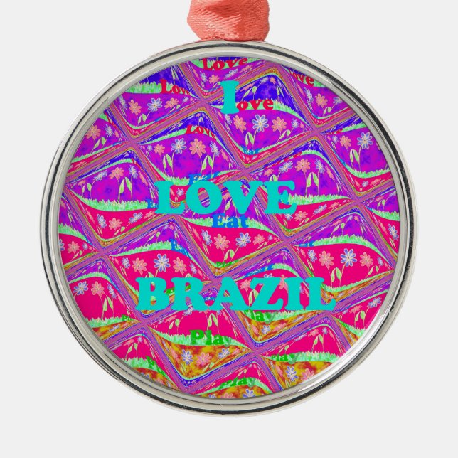 Love  Brazil.png Metal Tree Decoration (Front)