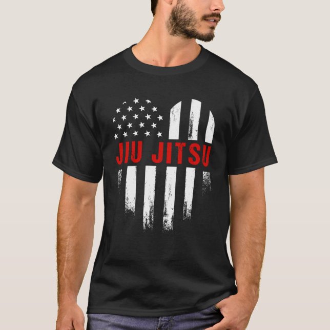 Love Brazilian Jiu Jitsu American Flag US Sports M T-Shirt (Front)
