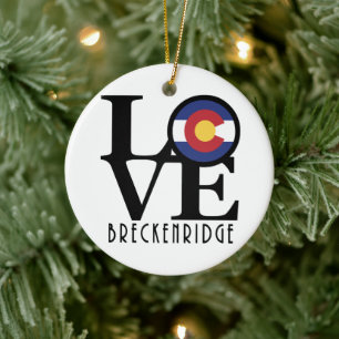 LOVE Breckenridge Colorado Ceramic Tree Decoration