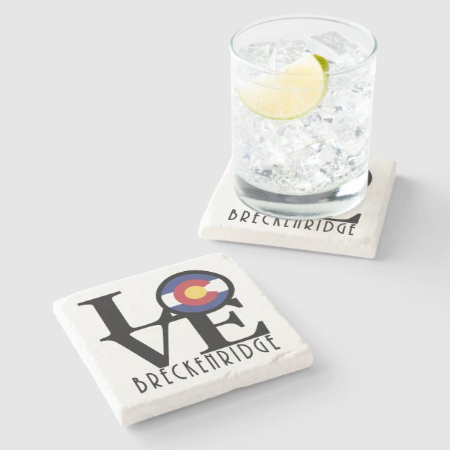 LOVE Breckenridge, Colorado Stone Coaster (Side)