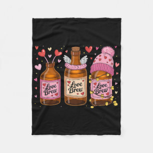 Love Brew Cute Heart Bottles Romantic Couple Valen Fleece Blanket