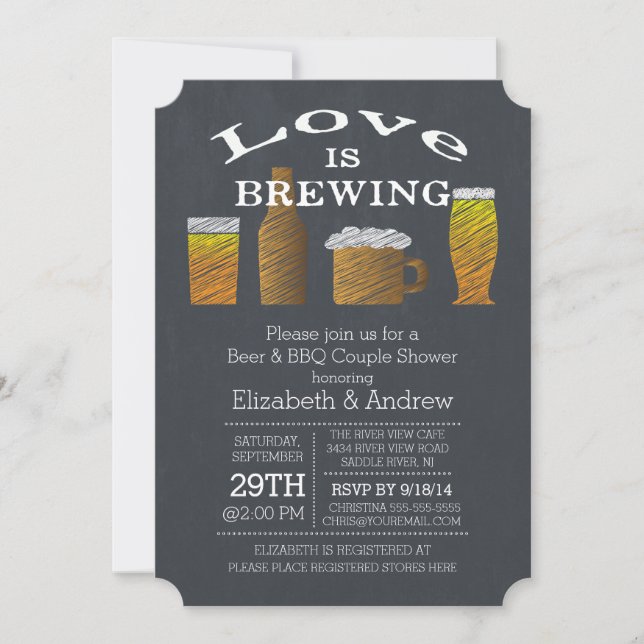 Love Brewing Barbecue Bridal Shower Invitation (Front)