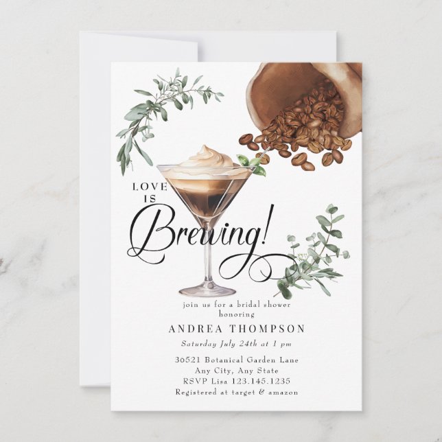 Love Brewing | Espresso | Martini | Bridal Shower  Invitation (Front)