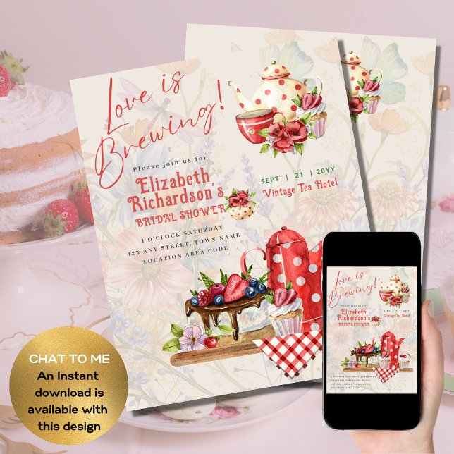 Love Brewing Retro Vintage Bridal Shower Tea Party (Creator Uploaded)