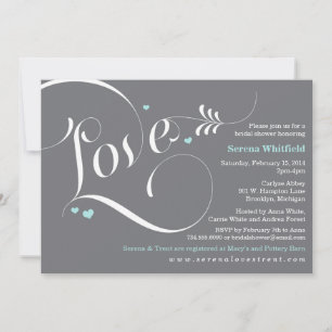 Love Bridal Shower Invitation Blue & Grey