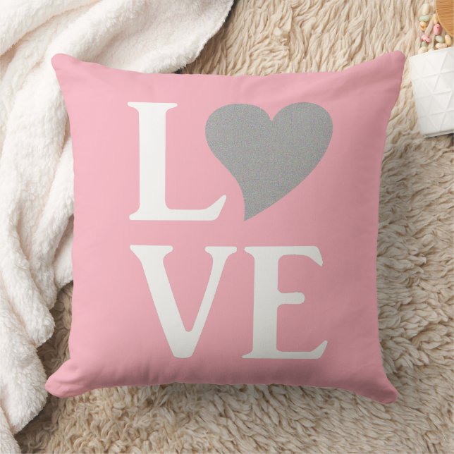 Love Bride & Co Pink & Silver Wedding Home Decor Cushion (Blanket)