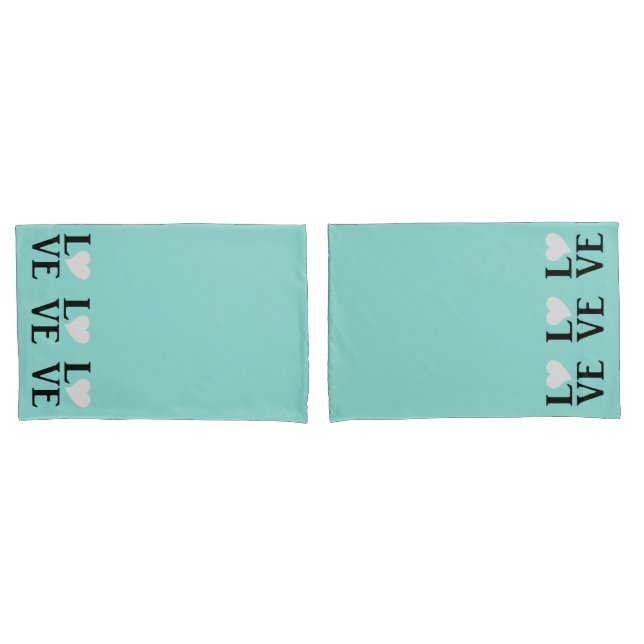 Love Bride & Co Teal Blue Wedding Home Decor Pillowcase (Front-Set)