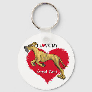 Love Brindle Great Dane UC Key Ring