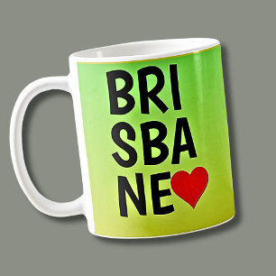 Love Brisbane (or your text) Heart on Green Gold Coffee Mug