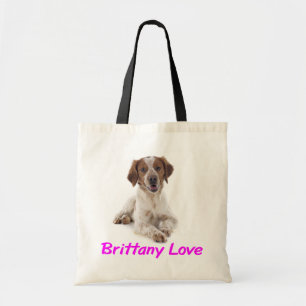 Love Brittany Spaniel Puppy Dog Canvas Tote Bag