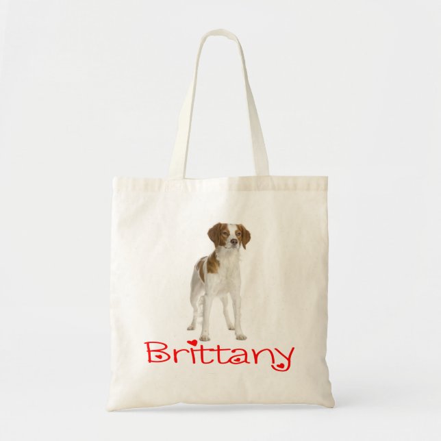 Love Brittany Spaniel Puppy Dog Canvas Tote Bag (Front)