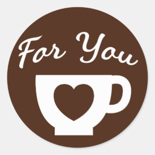 Love Brown And White Coffee Cup Mug Heart Wedding Classic Round Sticker
