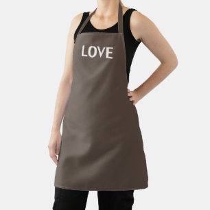 Love, brown white apron