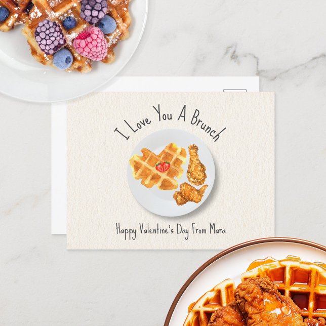 Love Brunch Chicken & Waffle Valentine Postcard (Creator Uploaded)