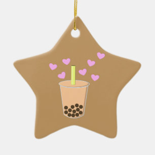 Love Bubble Tea Ceramic Tree Decoration
