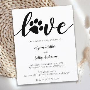 Love Budget Non Photo Paw Print Wedding Invitation