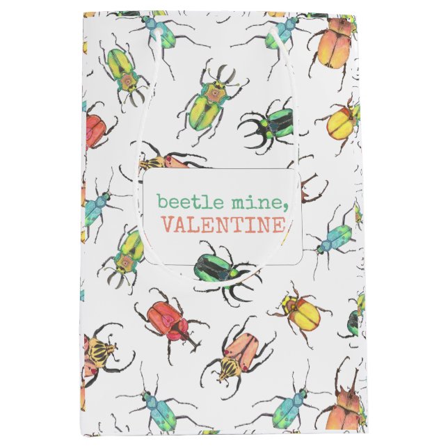 Love Bug Beetle Mine Valentine's Day Medium Gift Bag (Front)