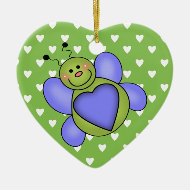 Love Bug Ceramic Tree Decoration (Front)