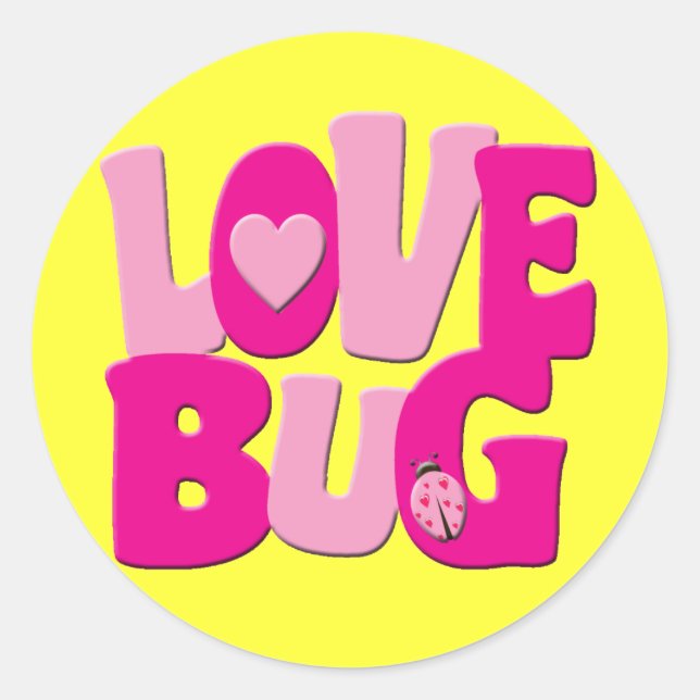 LOVE BUG CLASSIC ROUND STICKER (Front)