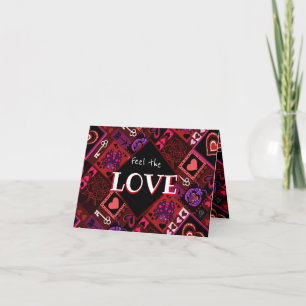 Love Bug & Cute Hearts Pattern Folded Holiday Card