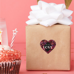 Love Bug & Cute Hearts Pattern Heart Sticker