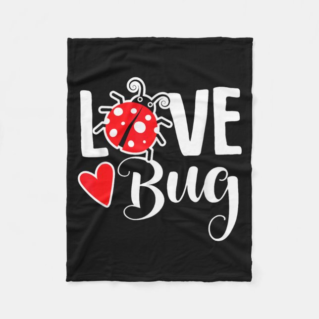 Love Bug Cute Valentine's Day Party Ladybug  Fleece Blanket (Front)