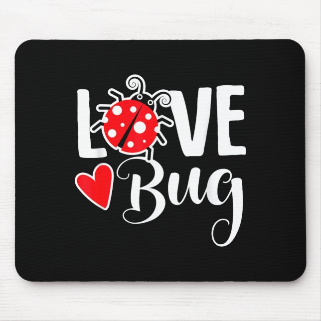 Love Bug Cute Valentine's Day Party Ladybug  Mouse Mat (Front)