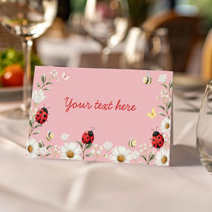 Love Bug Daisy Floral Birthday Party Food Tent Place Card
