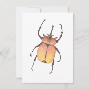 Love Bug Elephant Beetle Watercolor Valentine Card