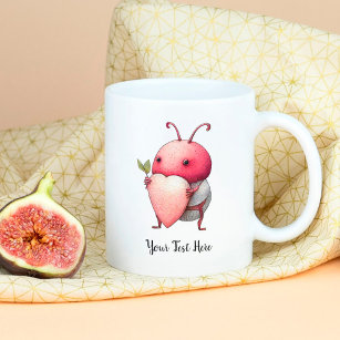 Love Bug Funny Beetle Design Red Heart Gift Coffee Mug