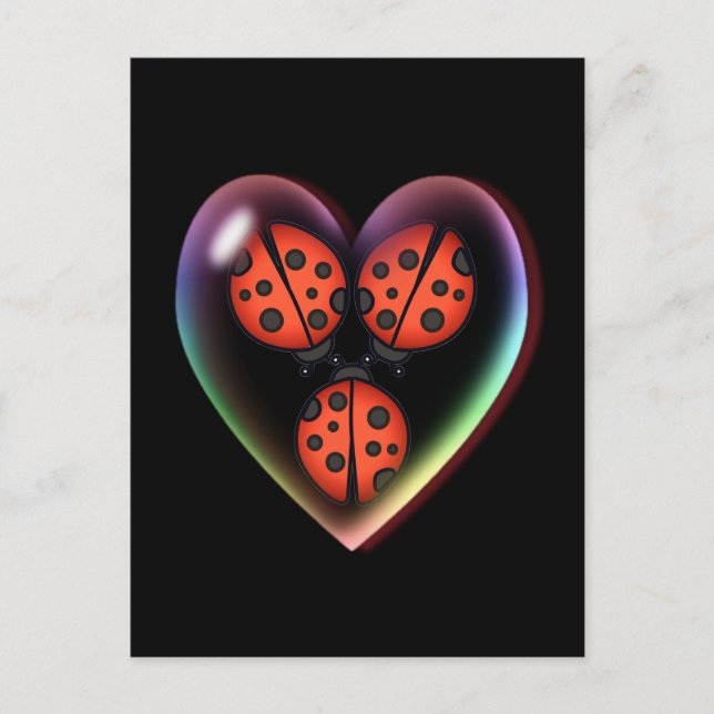 LOVE BUG & HEART BUBBLE by SHARON SHARPE Postcard (Front)