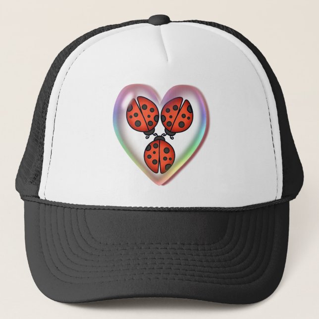 LOVE BUG & HEART BUBBLE by SHARON SHARPE Trucker Hat (Front)