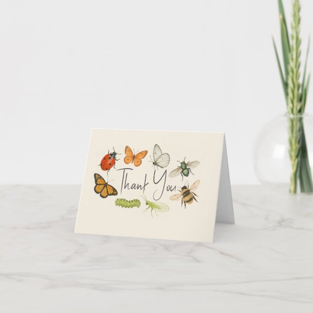 Love Bug Insects Baby Shower  Thank You Card (Front)