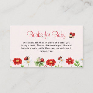 Love Bug Ladybug Baby Shower Floral Books For Baby Enclosure Card