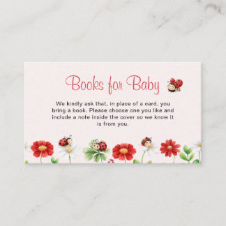Love Bug Ladybug Baby Shower Floral Books For Baby Enclosure Card