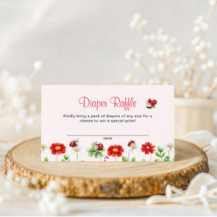 Love Bug Ladybug Baby Shower Floral Diaper Raffle Enclosure Card
