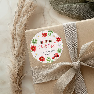 Love Bug Ladybug Baby Shower Thank You Classic Round Sticker