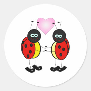 Love Bug Ladybug Cartoon Classic Round Sticker