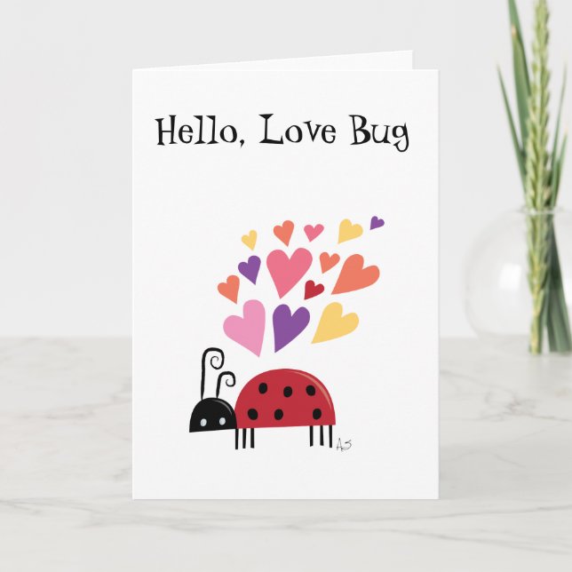 Love Bug Ladybug Customisable Greeting Card (Front)