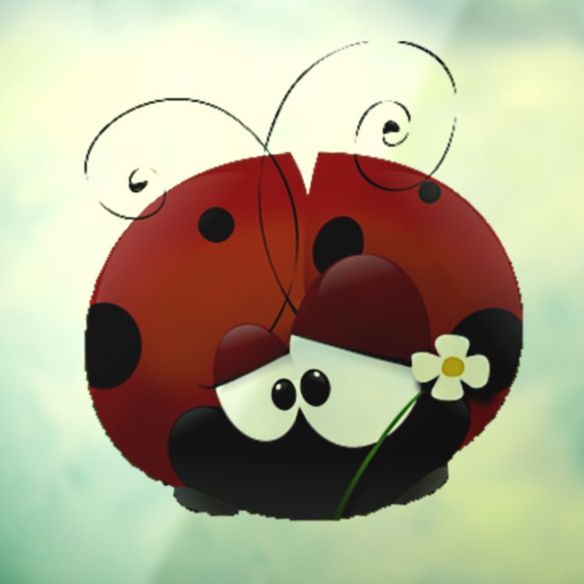 Love Bug Ladybug, Cute Cartoon Valentine’s Day Window Cling (Sheet 3)