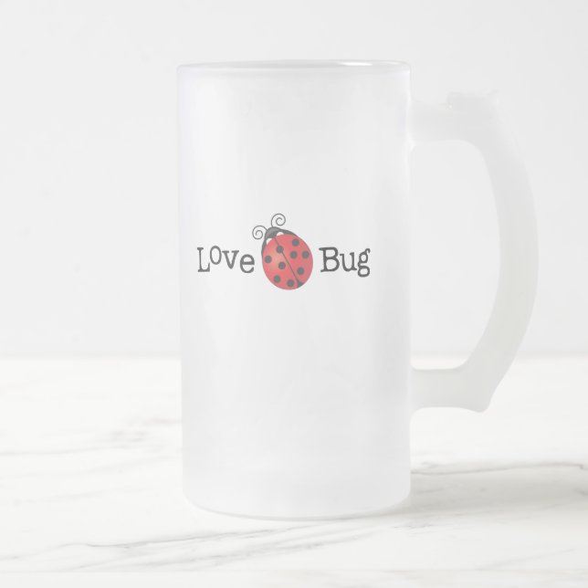 Love Bug - Ladybug Frosted Glass Beer Mug (Right)