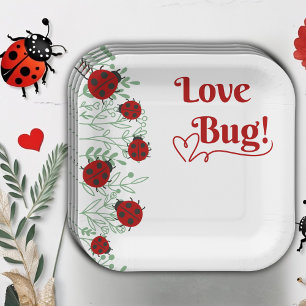 Love Bug Minimalist Baby Shower Paper Plate