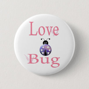 love bug purple 6 cm round badge