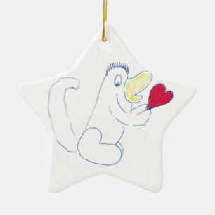 Love Bug Star Ceramic Christmas Ornament